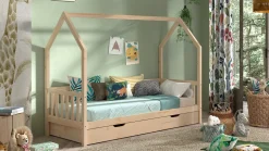 Clearance Vipack Bed Cabane met hekje en slaaplade naturel