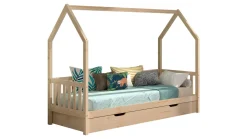Clearance Vipack Bed Cabane met hekje en slaaplade naturel