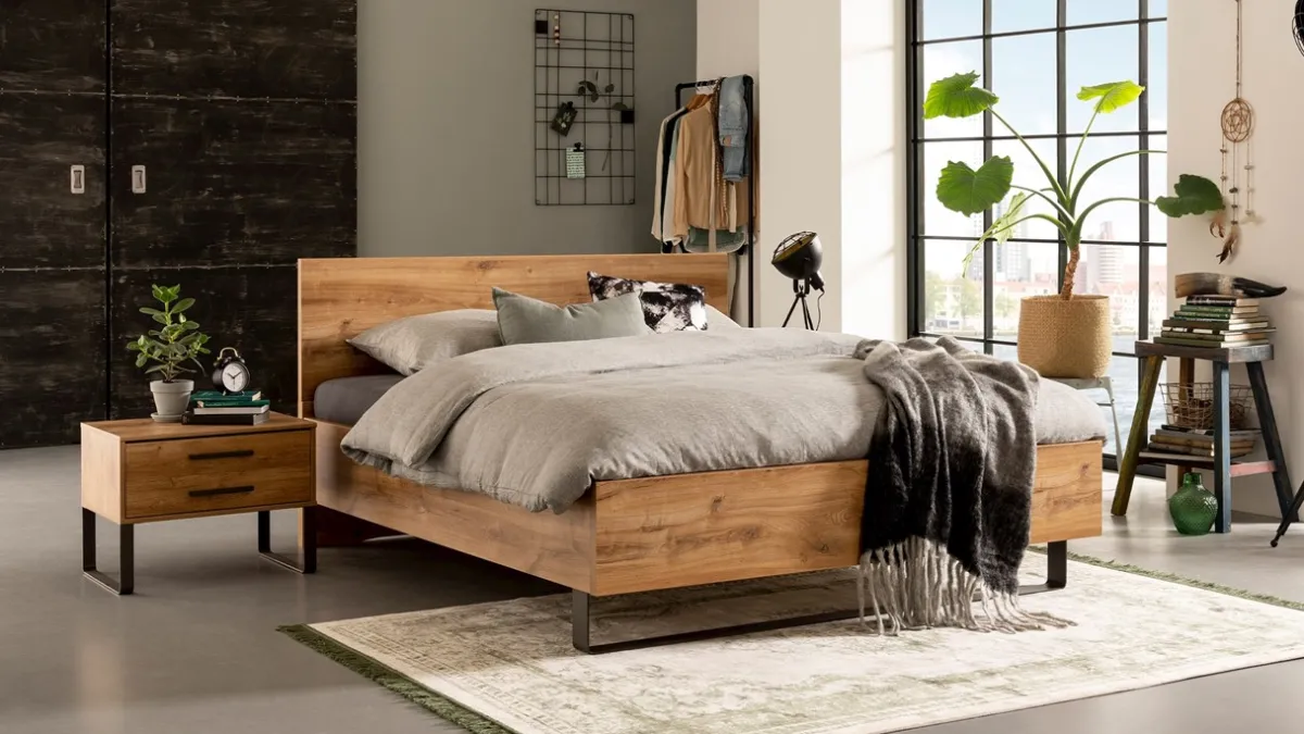 Clearance B Bright Bed Craft met lattenbodems Bossflex 400 en Maxi Plus Touch matras eiken