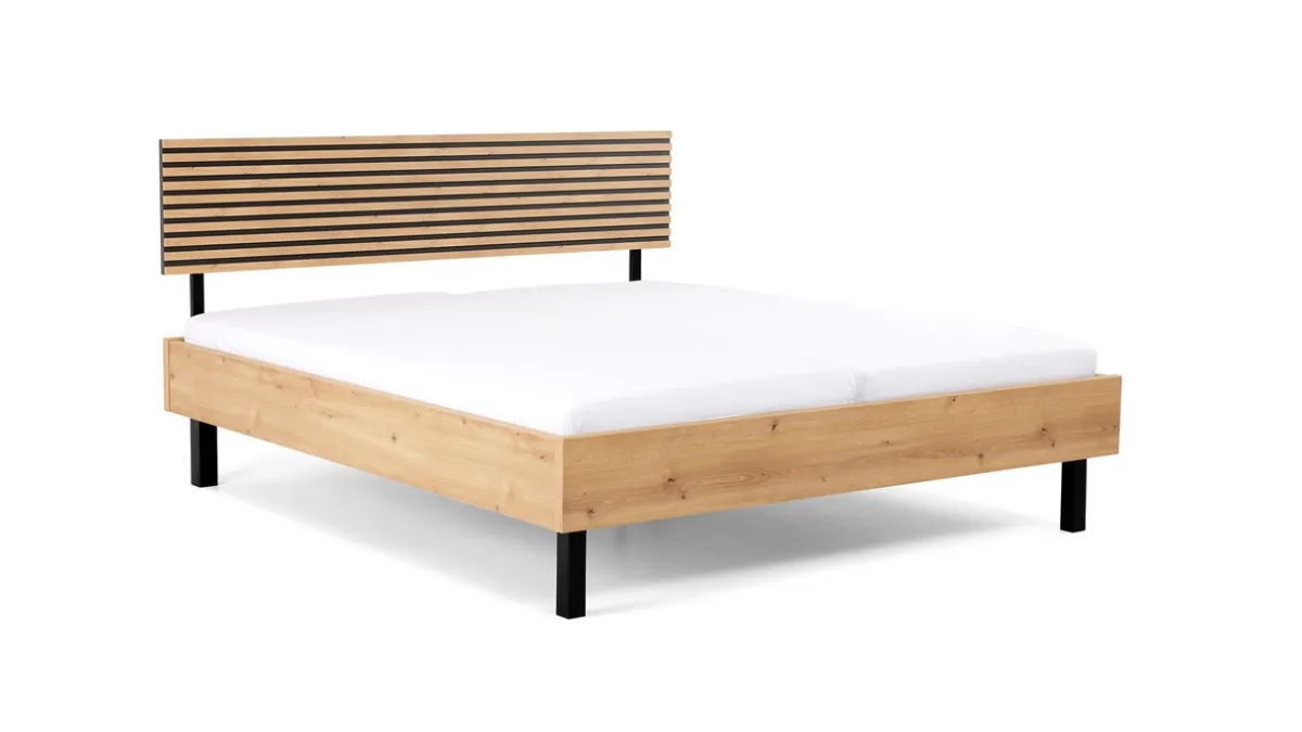 Clearance B Bright Bed Flint bianco eiken/grafiet