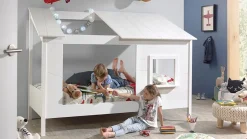 Online Vipack Bed HuisBed inclusief voorpaneel en half dak wit