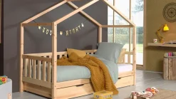 Discount Vipack Bedbank Dallas als huis met slaaplade naturel