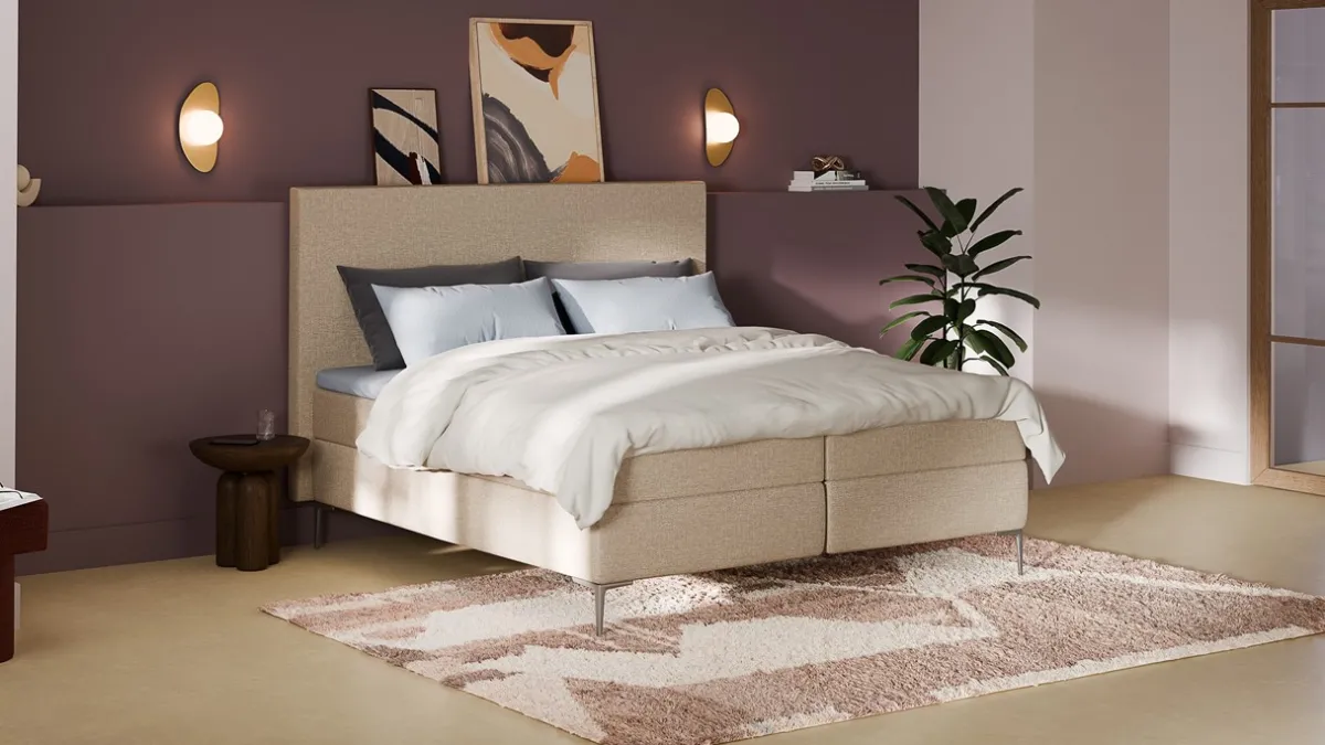 Hot B Bright Boxspring Emerald - Linen touch beige