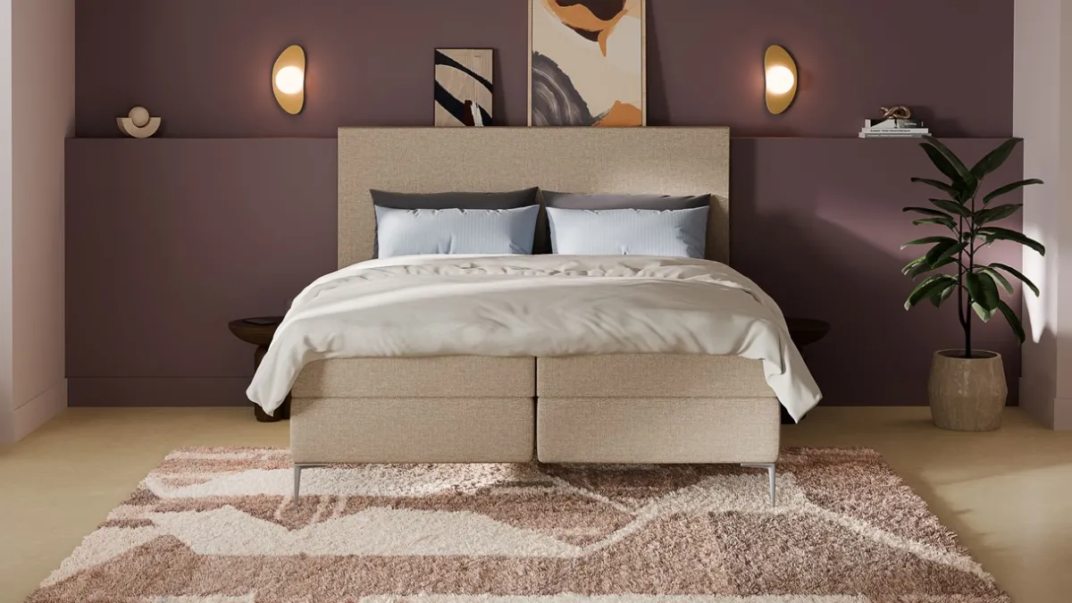Hot B Bright Boxspring Emerald - Linen touch beige