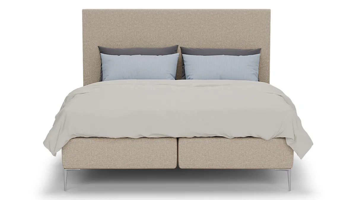 New B Bright Boxspring Emerald met Silver Pocket Deluxe Foam matras beige