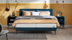 New B Bright Boxspring Viggo met Silver Pocket Deluxe Foam matras oaklandblauw