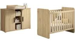 Sale Vipack Doorgroeibed Sam met Commode 2 deuren en opzet eik