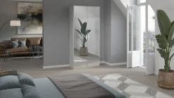 B Bright Draaideurkast Compact met spiegeldeuren wit