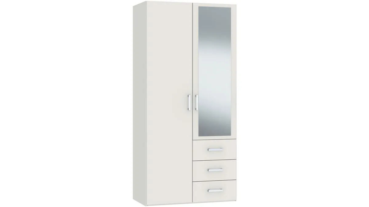 New B Bright Draaideurkast Compact met laden en hout- en spiegeldeuren wit