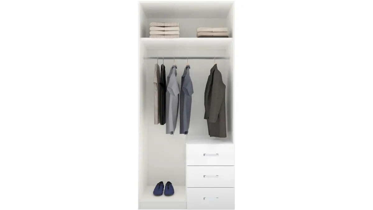New B Bright Draaideurkast Compact met laden en hout- en spiegeldeuren wit