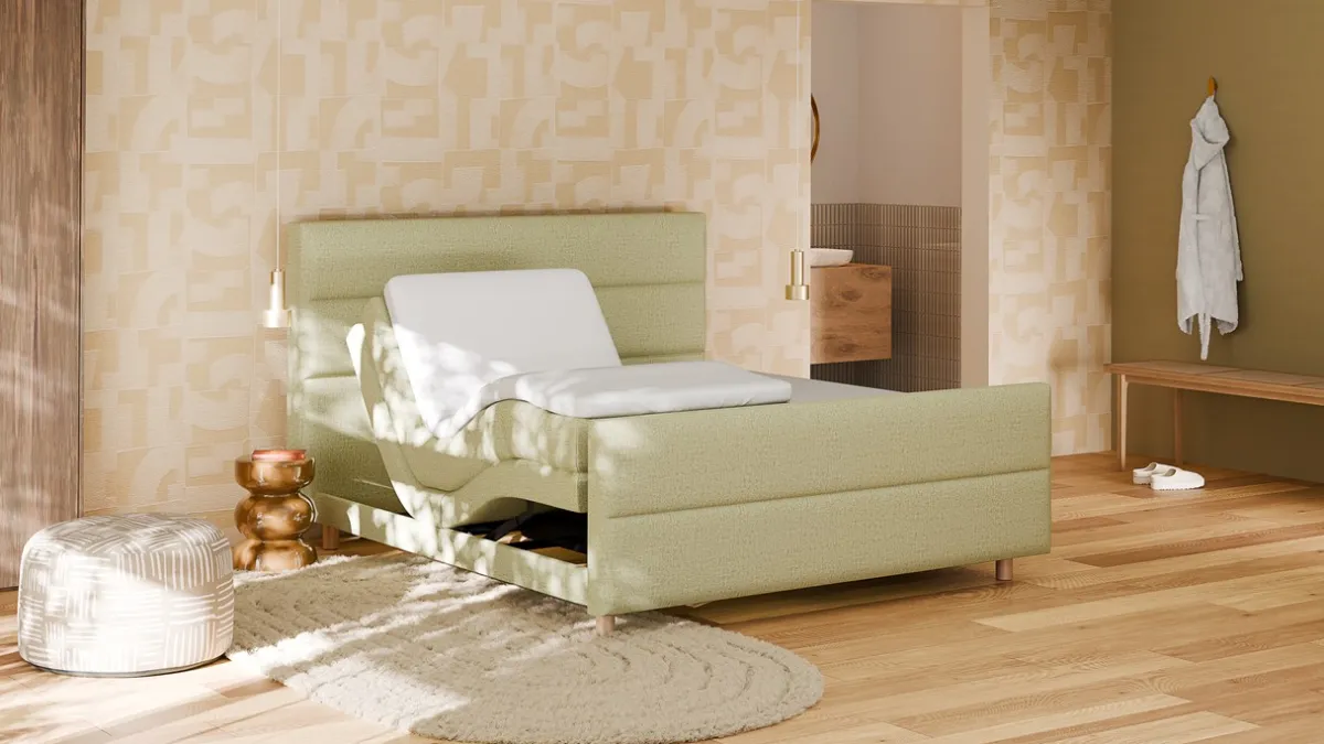 Clearance B Bright Elektrische boxspring Mica - Soft touch pistachio