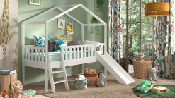 Discount Vipack Halfhoogslaper Dallas als huis met glijbaan wit