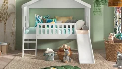 Outlet Vipack Halfhoogslaper HuisBed met glijbaan wit