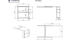 New Vipack Halfhoogslaper Pino met commode 4 laden, commode 2 deuren, hangtablet en bureau wit