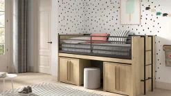 Outlet Vipack Halfhoogslaper Sam met commode 2 deuren eik