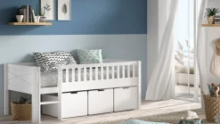 New Vipack Halfhoogslaper Scott met trap, glijbaan en 3 opbergladen white