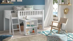 Vipack Halfhoogslaper Scott met bureau en boekenkast wit