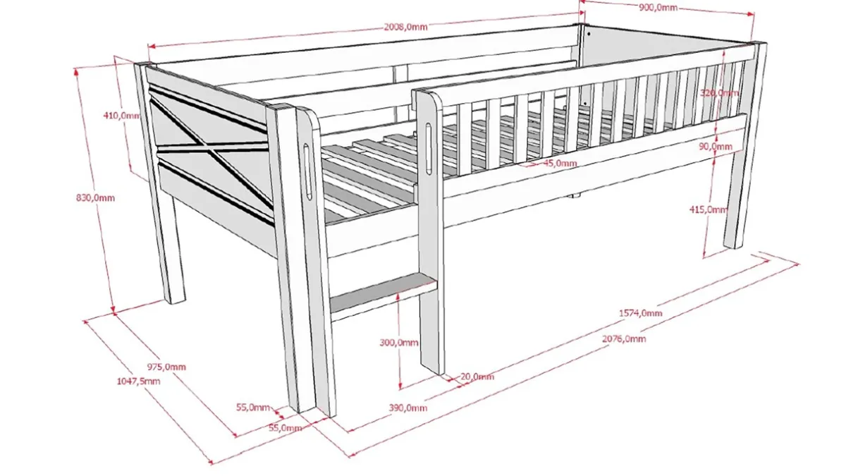 Discount Vipack Halfhoogslaper Scott met ladder wit