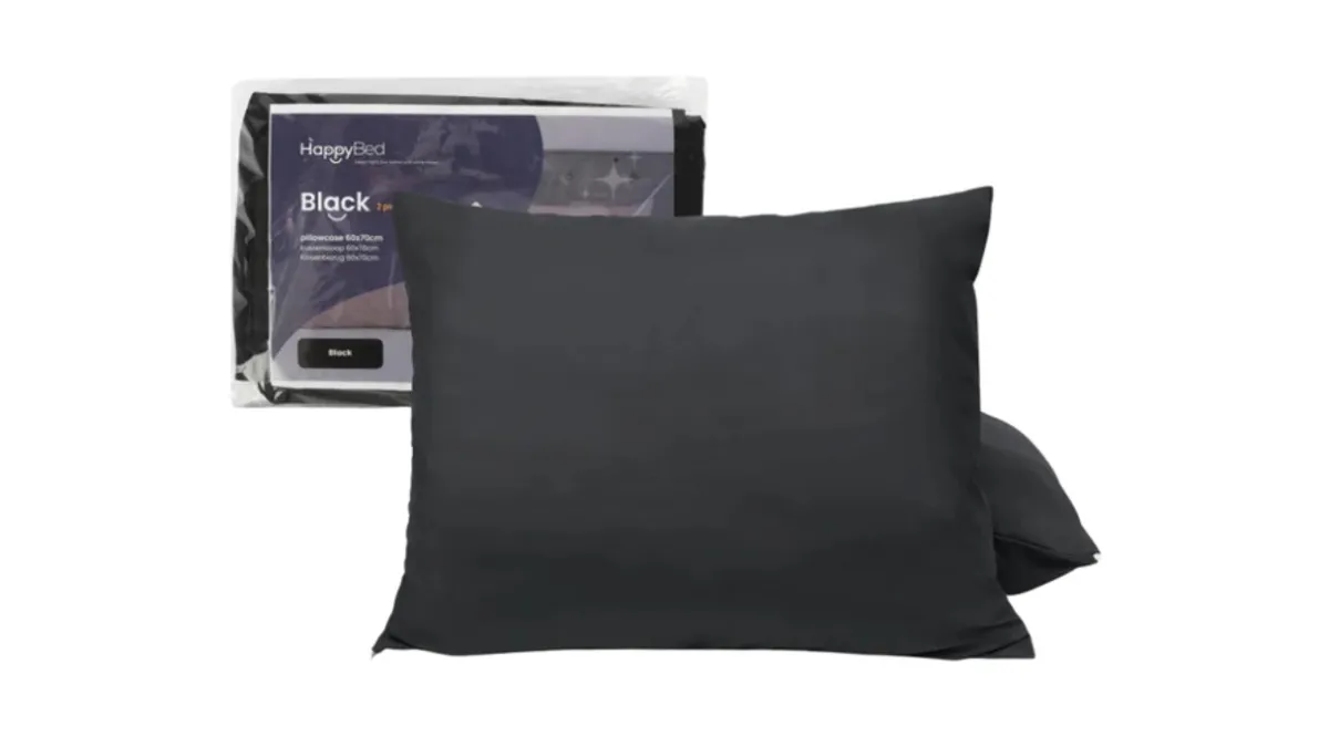 HappyBed Black - kussensloop (set van 2 stuks) zwart
