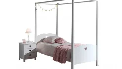 Clearance Vipack Hemelbed Amori met nachtkast wit