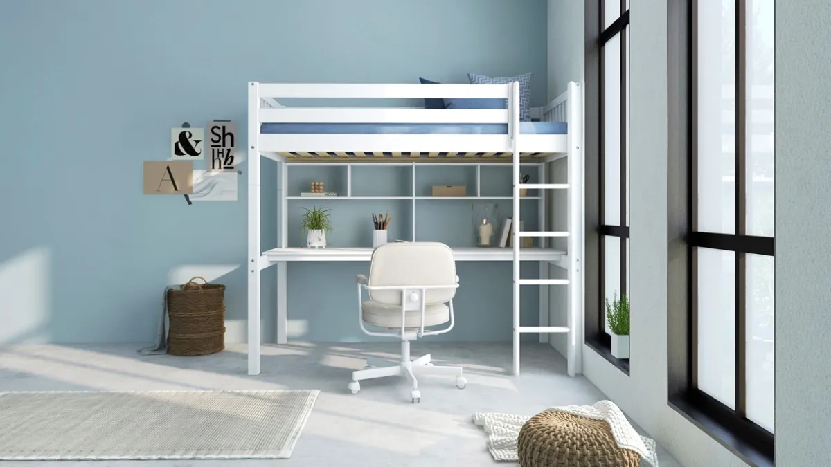 New Flexworld Hoogslaper Kris met bureau en opzet wit