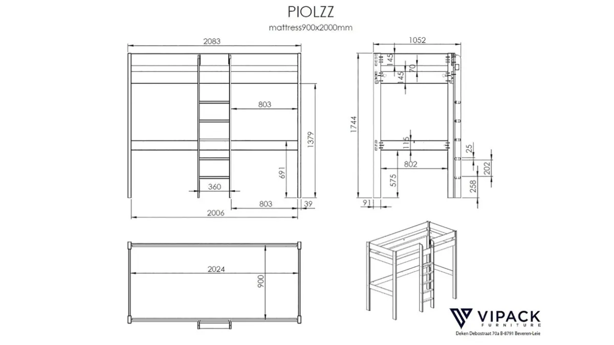 New Vipack Hoogslaper Pino wit
