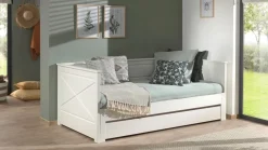 Hot Vipack Kajuitbed paneel uitschuifbaar Pino met lade wit