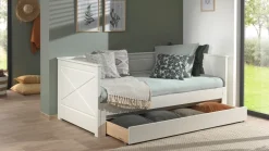 Hot Vipack Kajuitbed paneel uitschuifbaar Pino met lade wit
