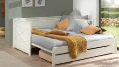 Hot Vipack Kajuitbed paneel uitschuifbaar Pino met lade wit