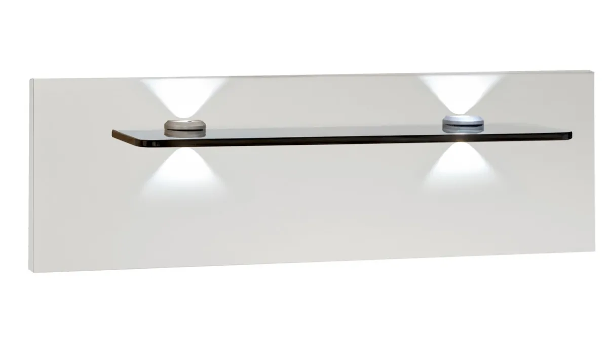 New B Bright Nachtkast paneel met glas en verlichting Bienne alpine wit