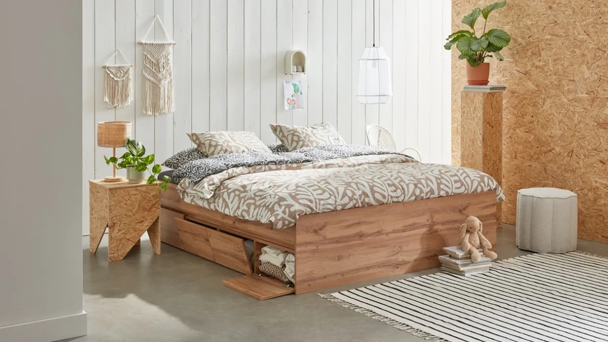 B Bright Opbergbed Barn met kleppen oak wotan