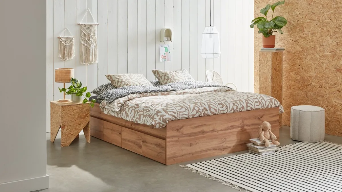 B Bright Opbergbed Barn met kleppen oak wotan