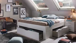 New Maxi Opbergbed Butiken met 3 laden alpine wit