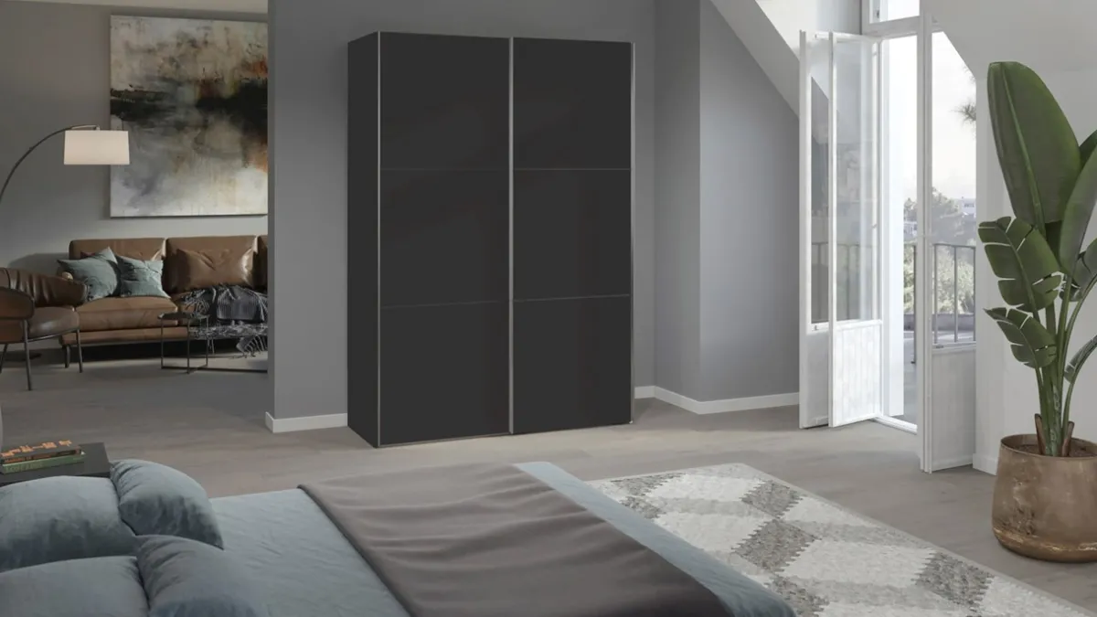 Best B Bright Schuifdeurkast Kixx met houten deuren zwart