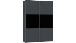 Clearance B Bright Schuifdeurkast Kixx met hout- en glaspanelen donkergrijs/zwartglas
