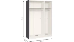 Clearance B Bright Schuifdeurkast Kixx met hout- en glaspanelen donkergrijs/zwartglas