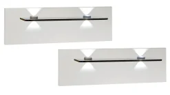 Outlet B Bright Set nachtkast panelen met glas en verlichting Bienne wit